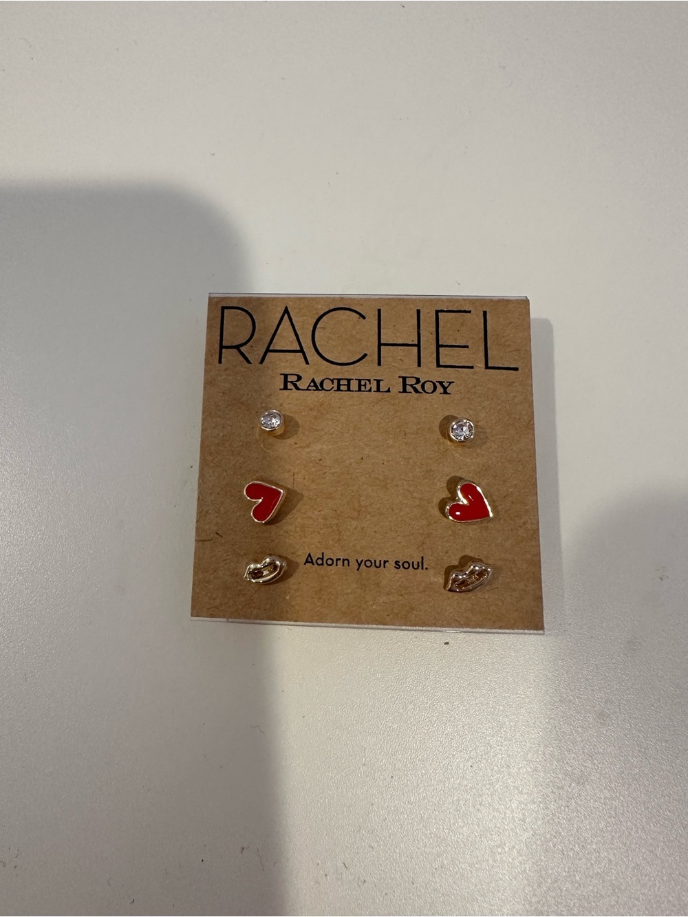 RACHEL Rachel Roy Red Heart, Clear Crystal & Gold Lip Stud Earring Set